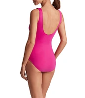 Lauren Ralph Lauren Beach Club Solids Underwire Ruffle Surplice V-Neck One Piece Swimsuit