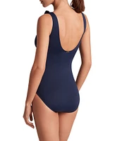 Lauren Ralph Lauren Beach Club Solids Underwire Ruffle Surplice V-Neck One Piece Swimsuit