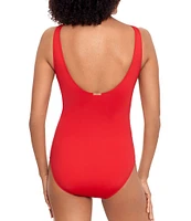 Lauren Ralph Lauren Beach Club Solids Underwire Ruffle Surplice V-Neck One Piece Swimsuit