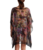 Lauren Ralph Lauren Bordado Paisley V-Neck Poncho Swim Cover-Up