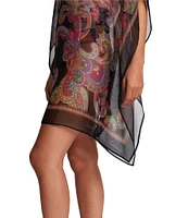 Lauren Ralph Lauren Bordado Paisley V-Neck Poncho Swim Cover-Up