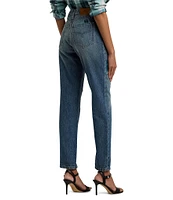 Lauren Ralph Lauren Boyfriend High Rise Ankle Patchwork Jeans