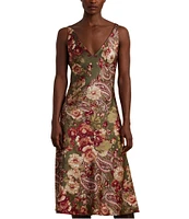 Lauren Ralph Lauren Floral Satin Charmeuse Sleeveless Dress