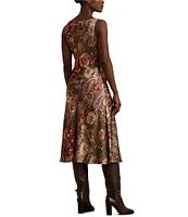 Lauren Ralph Lauren Floral Satin Charmeuse Sleeveless Dress