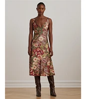 Lauren Ralph Lauren Floral Satin Charmeuse Sleeveless Dress