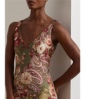 Lauren Ralph Lauren Floral Satin Charmeuse Sleeveless Dress