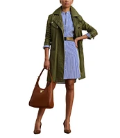 Lauren Ralph Lauren Broadcloth Striped Belted Shirt Dress