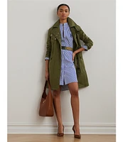 Lauren Ralph Lauren Broadcloth Striped Belted Shirt Dress