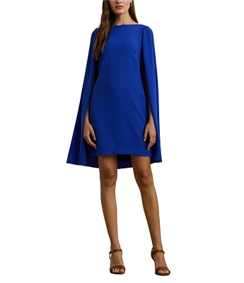 Lauren Ralph Lauren Capelet Georgette Boat Neck Cape Sleeve Shift Dress