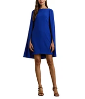 Lauren Ralph Lauren Capelet Georgette Boat Neck Cape Sleeve Shift Dress