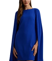 Lauren Ralph Lauren Capelet Georgette Boat Neck Cape Sleeve Shift Dress