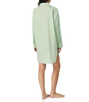 Lauren Ralph Lauren Checked Print Long Sleeve Notch Collar Woven Sleepshirt