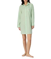 Lauren Ralph Lauren Checked Print Long Sleeve Notch Collar Woven Sleepshirt