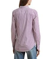 Lauren Ralph Lauren Classic Fit Striped Point Collar Long Sleeve Button-Front Broadcloth Shirt