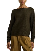 Lauren Ralph Lauren Metallic Rib-Knit Boat Neck Pullover Sweater