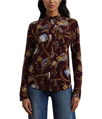 Lauren Ralph Lauren Printed Long Sleeve Button Front Shirt