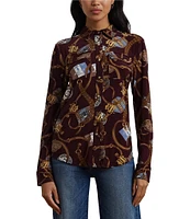 Lauren Ralph Lauren Printed Long Sleeve Button Front Shirt