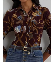 Lauren Ralph Lauren Printed Long Sleeve Button Front Shirt