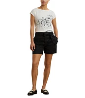 Lauren Ralph Lauren Cotton Blend Jersey Boat Neck Short Sleeve Graphic T-Shirt