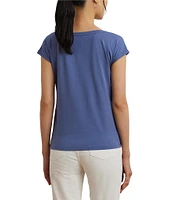 Lauren Ralph Lauren Cotton Blend Jersey Boat Neck Short Sleeve Graphic T-Shirt