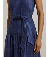 Lauren Ralph Lauren Cotton-Blend Jersey Tie Dye Scoop Neck Sleeveless Tiered Dress