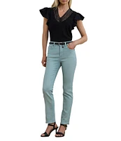 Lauren Ralph Lauren Cotton Blend V-Neck Lace Trim Tee