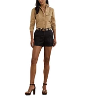 Lauren Ralph Lauren Cotton Point Collar Long Sleeves Button Front Shirt