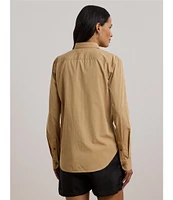 Lauren Ralph Lauren Cotton Point Collar Long Sleeves Button Front Shirt