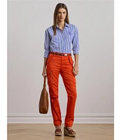 Lauren Ralph Lauren Cotton Sateen High Rise Cargo Pants