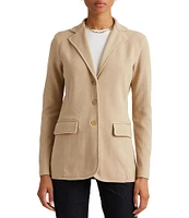 Lauren Ralph Lauren Notch Lapel Long Sleeve Cotton Knit Blazer