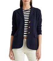 Lauren Ralph Lauren Notch Lapel Long Sleeve Cotton Knit Blazer