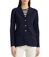 Lauren Ralph Lauren Notch Lapel Long Sleeve Cotton Knit Blazer