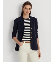 Lauren Ralph Lauren Notch Lapel Long Sleeve Cotton Knit Blazer