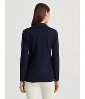 Lauren Ralph Lauren Notch Lapel Long Sleeve Cotton Knit Blazer