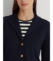 Lauren Ralph Lauren Notch Lapel Long Sleeve Cotton Knit Blazer