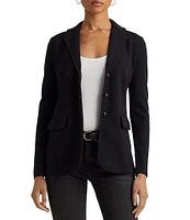 Lauren Ralph Lauren Notch Lapel Long Sleeve Cotton Knit Blazer