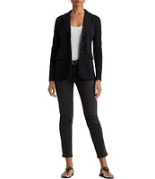 Lauren Ralph Lauren Notch Lapel Long Sleeve Cotton Knit Blazer