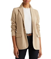 Lauren Ralph Lauren Notch Lapel Long Sleeve Cotton Knit Blazer