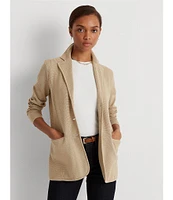 Lauren Ralph Lauren Notch Lapel Long Sleeve Cotton Knit Blazer