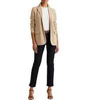 Lauren Ralph Lauren Notch Lapel Long Sleeve Cotton Knit Blazer