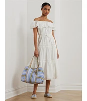 Lauren Ralph Lauren Cotton Voile Off-The-Shoulder Midi A-Line Dress