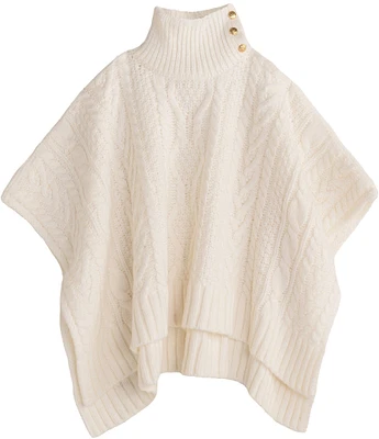 Lauren Ralph Lauren Crest Button Cable Knit Poncho