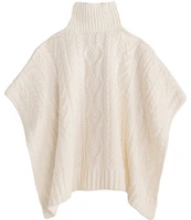 Lauren Ralph Lauren Crest Button Cable Knit Poncho