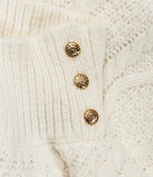 Lauren Ralph Lauren Crest Button Cable Knit Poncho