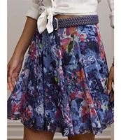 Lauren Ralph Lauren Crinkle Georgette Printed Mini Skirt