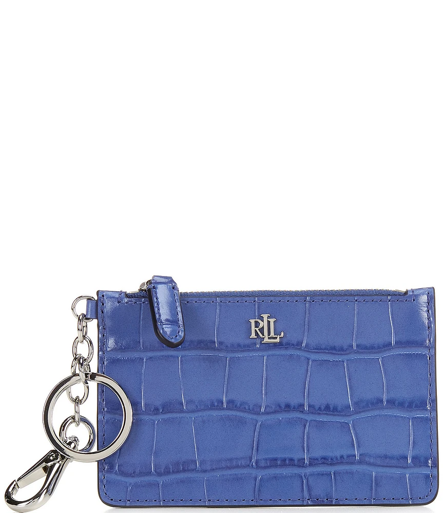 Lauren Ralph Lauren Croc-Embossed Leather Zip Card Case