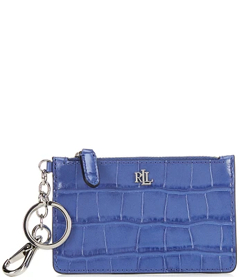 Lauren Ralph Lauren Croc-Embossed Leather Zip Card Case