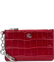 Lauren Ralph Lauren Croc-Embossed Leather Zip Card Case