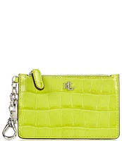 Lauren Ralph Lauren Croc-Embossed Leather Zip Card Case