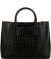 Lauren Ralph Lauren Croco Embossed Leather Large Marcy Satchel Bag